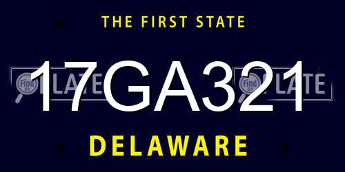17GA321 Delaware License Plate