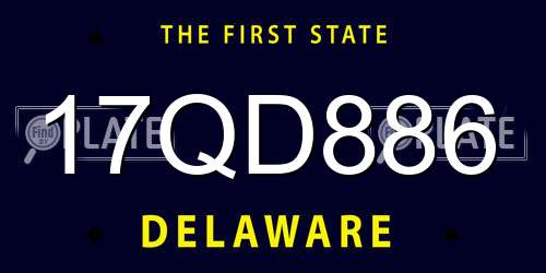 17QD886 Delaware License Plate