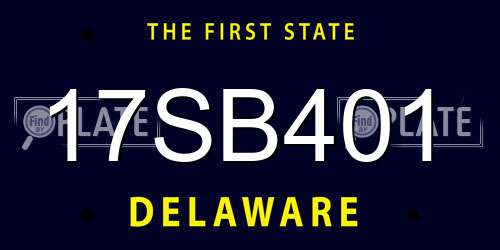 17SB401 Delaware License Plate