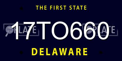 17TO660 Delaware License Plate