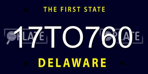 17TO760 Delaware License Plate