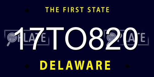 17TO820 Delaware License Plate