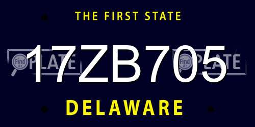 17ZB705 Delaware License Plate