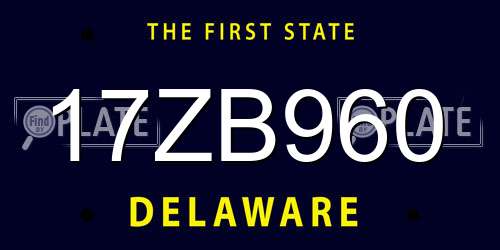 17ZB960 Delaware License Plate
