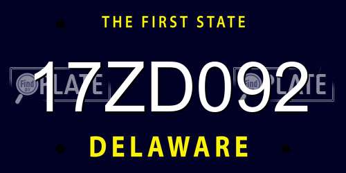 17ZD092 Delaware License Plate