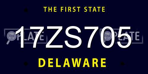 17ZS705 Delaware License Plate