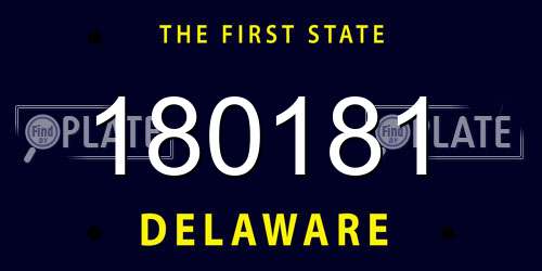 180181 Delaware License Plate