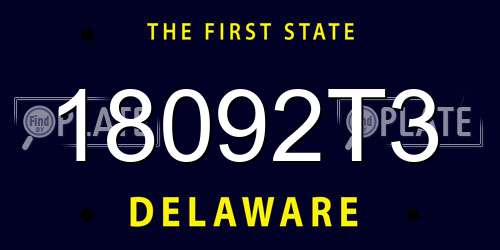 18092T3 Delaware License Plate