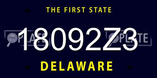 18092Z3 Delaware License Plate