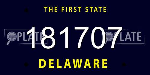181707 Delaware License Plate