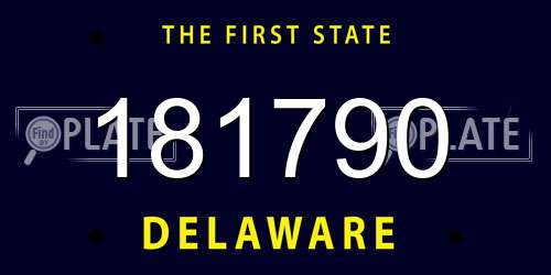 181790 Delaware License Plate