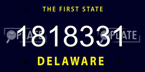 1818331 Delaware License Plate
