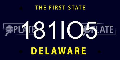 181IO5 Delaware License Plate
