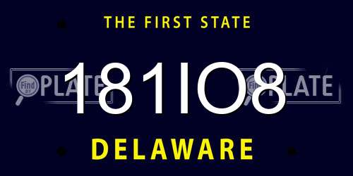 181IO8 Delaware License Plate