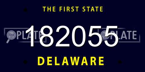 182055 Delaware License Plate