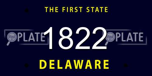 1822 Delaware License Plate