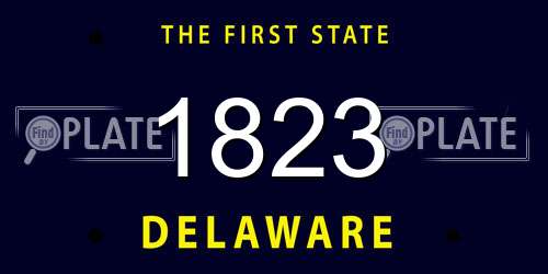 1823 Delaware License Plate
