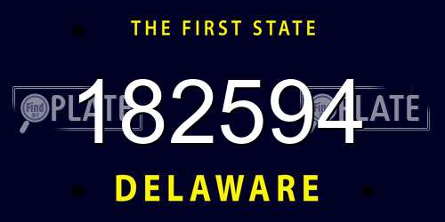 182594 Delaware License Plate