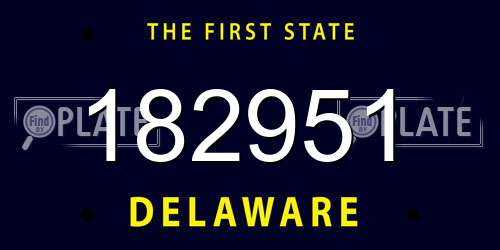 182951 Delaware License Plate