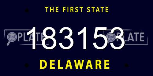 183153 Delaware License Plate