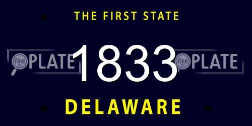1833 Delaware License Plate