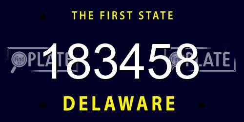 183458 Delaware License Plate