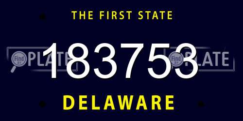 183753 Delaware License Plate