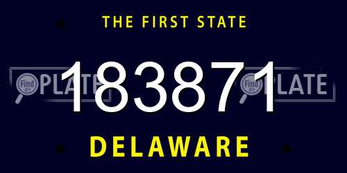 183871 Delaware License Plate