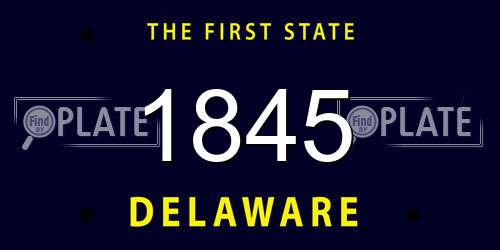 1845 Delaware License Plate