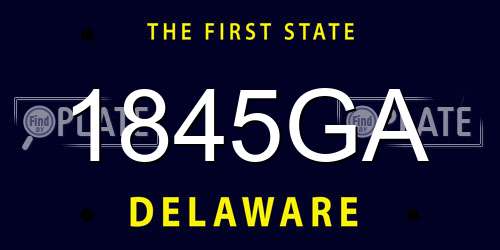 1845GA Delaware License Plate