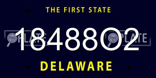 18488O2 Delaware License Plate