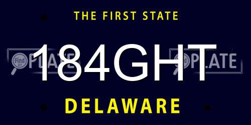 184GHT Delaware License Plate