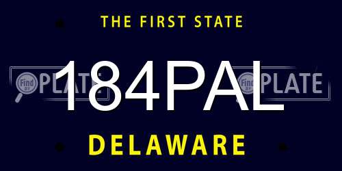 184PAL Delaware License Plate