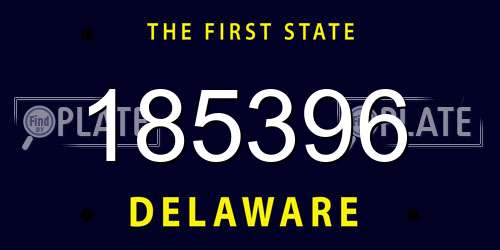 185396 Delaware License Plate