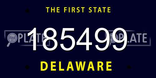185499 Delaware License Plate