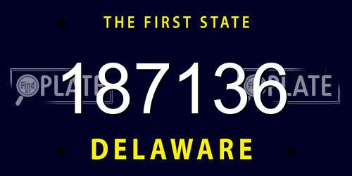 187136 Delaware License Plate