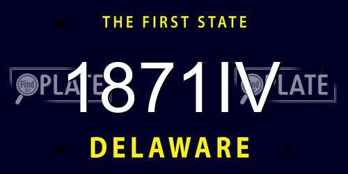 1871IV Delaware License Plate