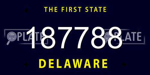 187788 Delaware License Plate
