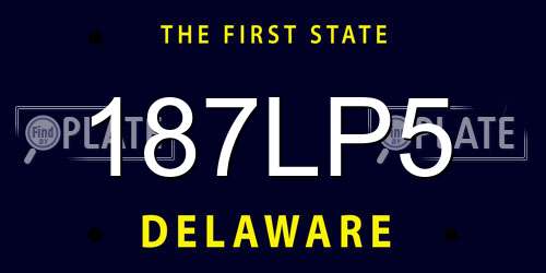 187LP5 Delaware License Plate