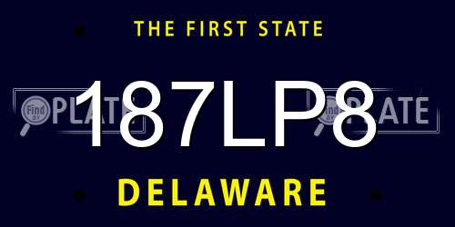 187LP8 Delaware License Plate