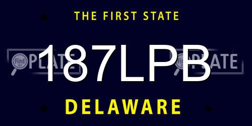 187LPB Delaware License Plate