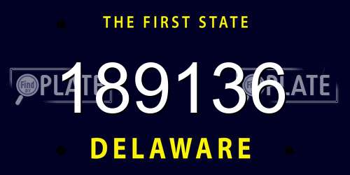 189136 Delaware License Plate