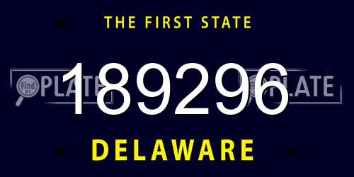 189296 Delaware License Plate