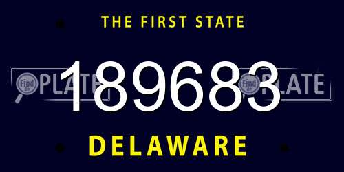 189683 Delaware License Plate