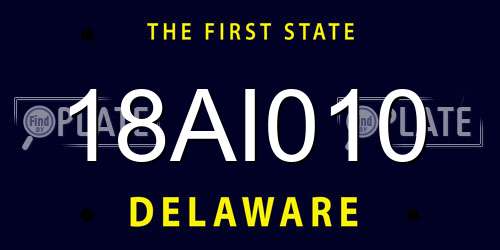 18AI010 Delaware License Plate