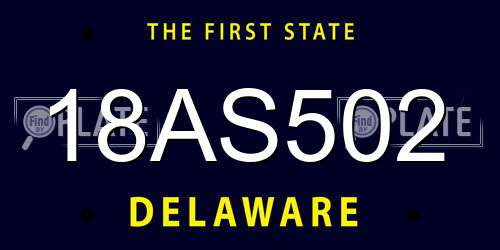 18AS502 Delaware License Plate