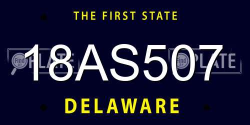 18AS507 Delaware License Plate