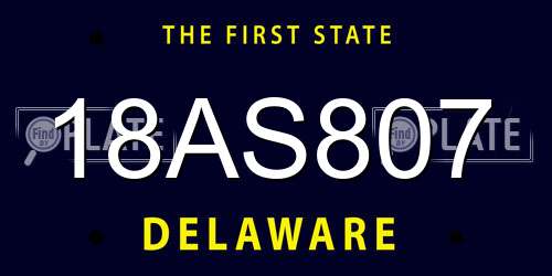 18AS807 Delaware License Plate