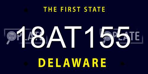 18AT155 Delaware License Plate