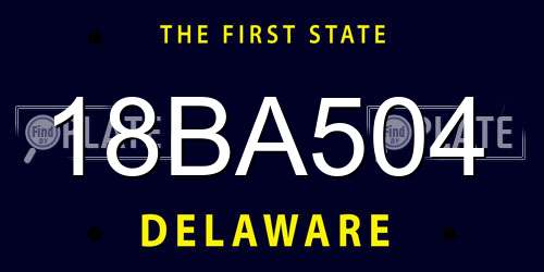 18BA504 Delaware License Plate